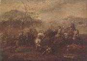 Pietro Graziani A cavalry skirmish oil on canvas